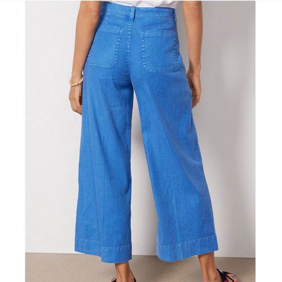 Anthropologie Blue Wide Leg Pants - Picture 3 of 16